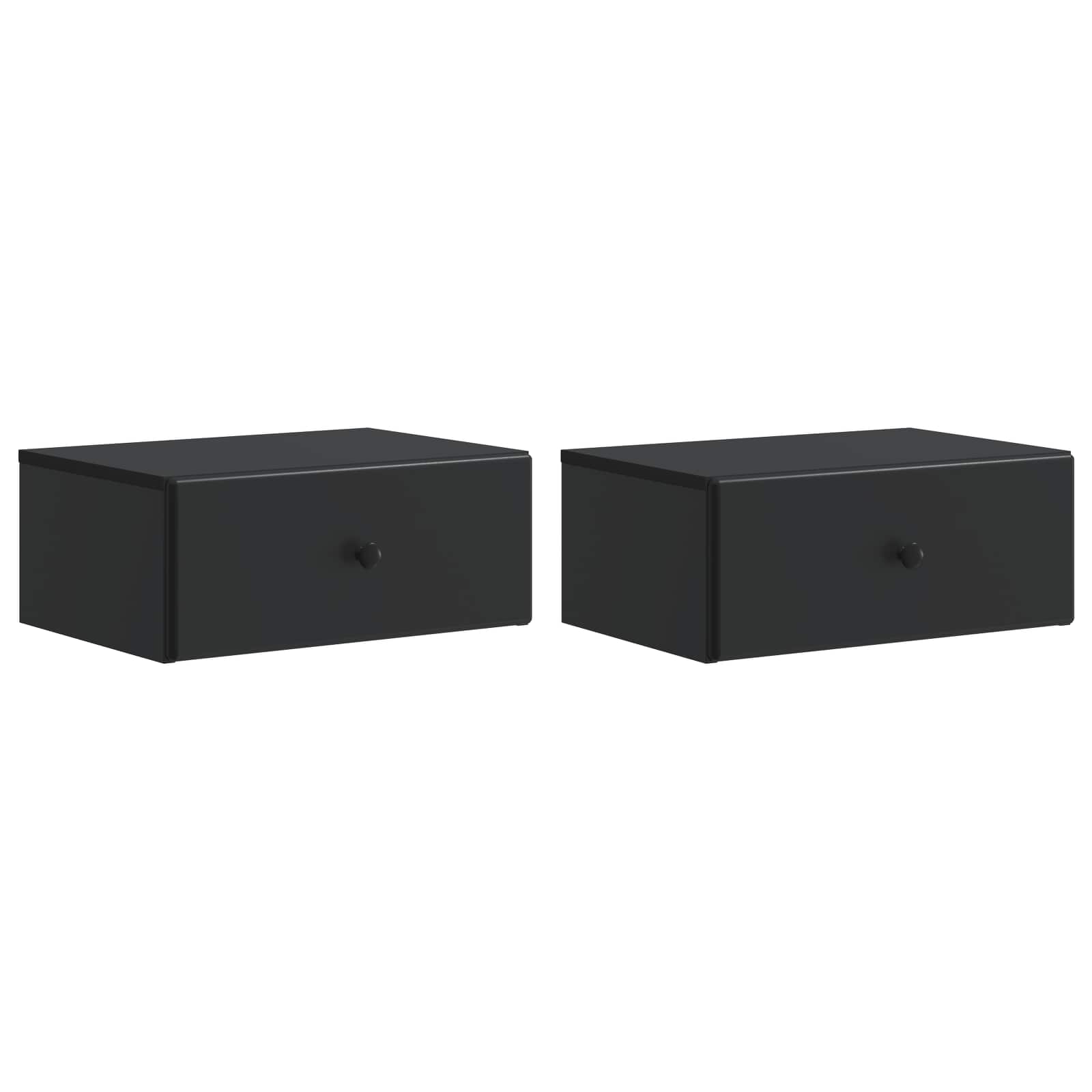 vidaXL Wall-Mounted Bedside Cabinet 2 pcs Black 49 x 34.5 x 20 cm 2