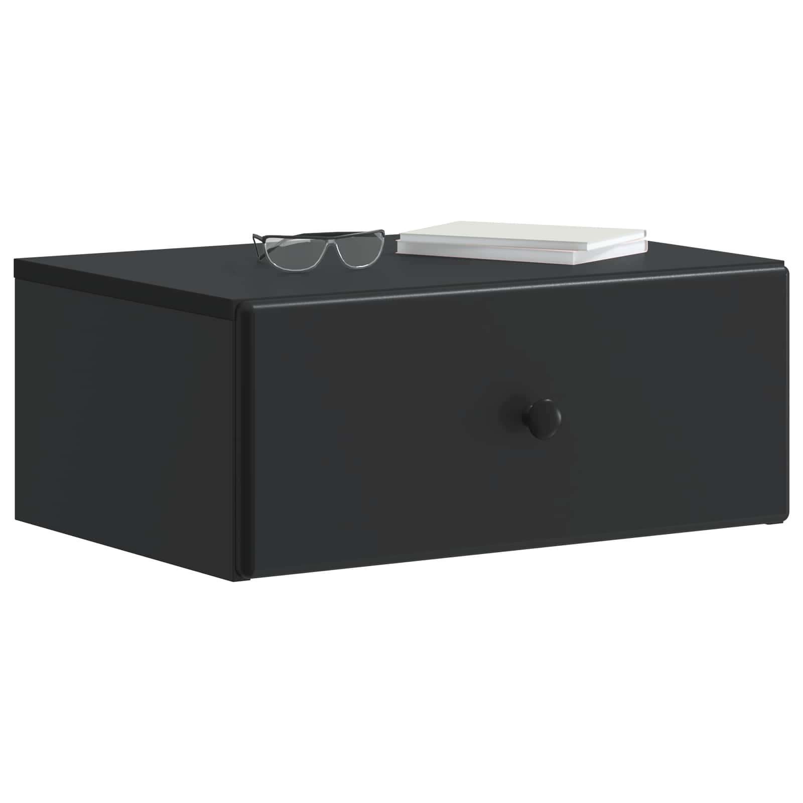 vidaXL Wall-Mounted Bedside Cabinet 2 pcs Black 49 x 34.5 x 20 cm 3