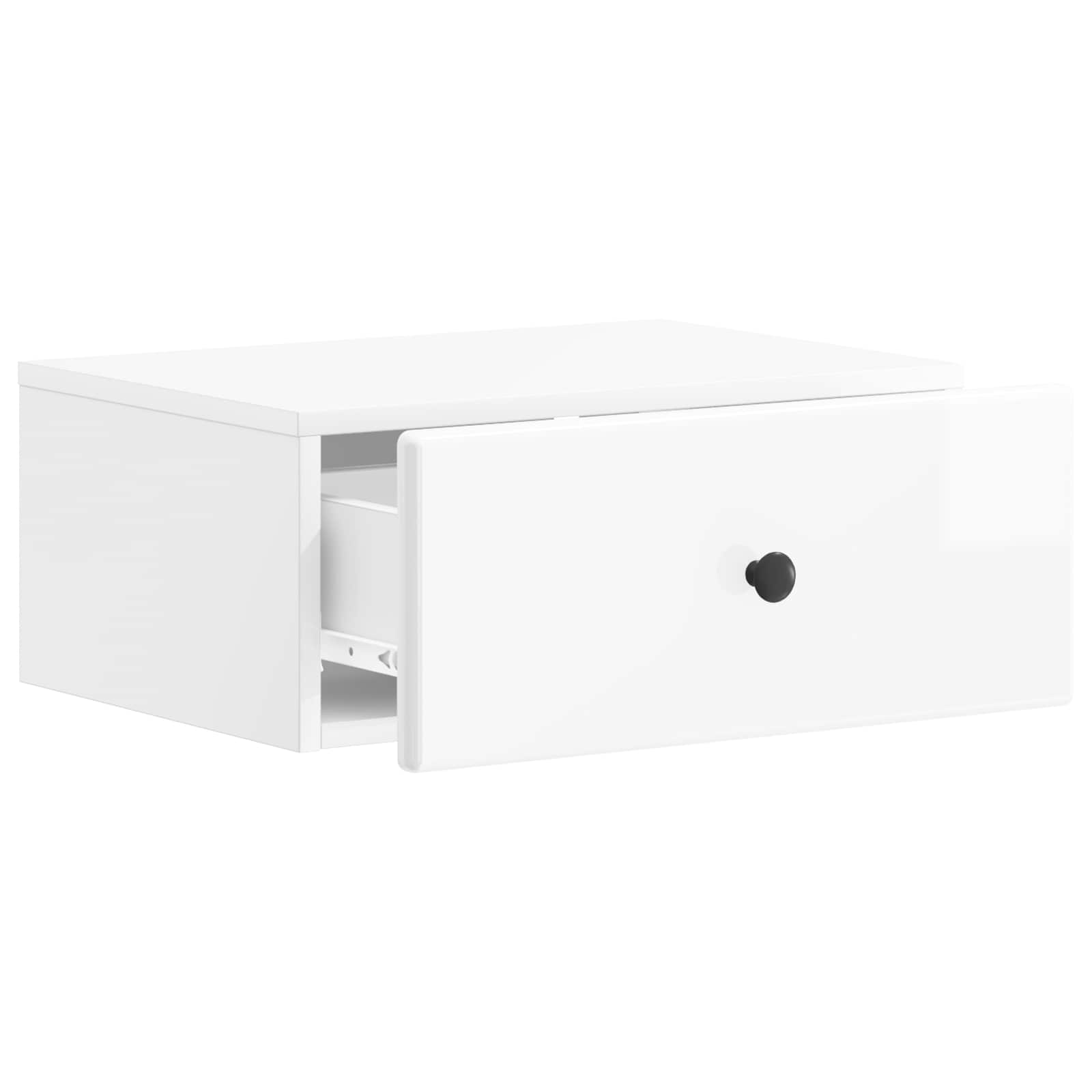 vidaXL Wall-Mounted Bedside Cabinet High Gloss White 49 x 34.5 x 20 cm 4