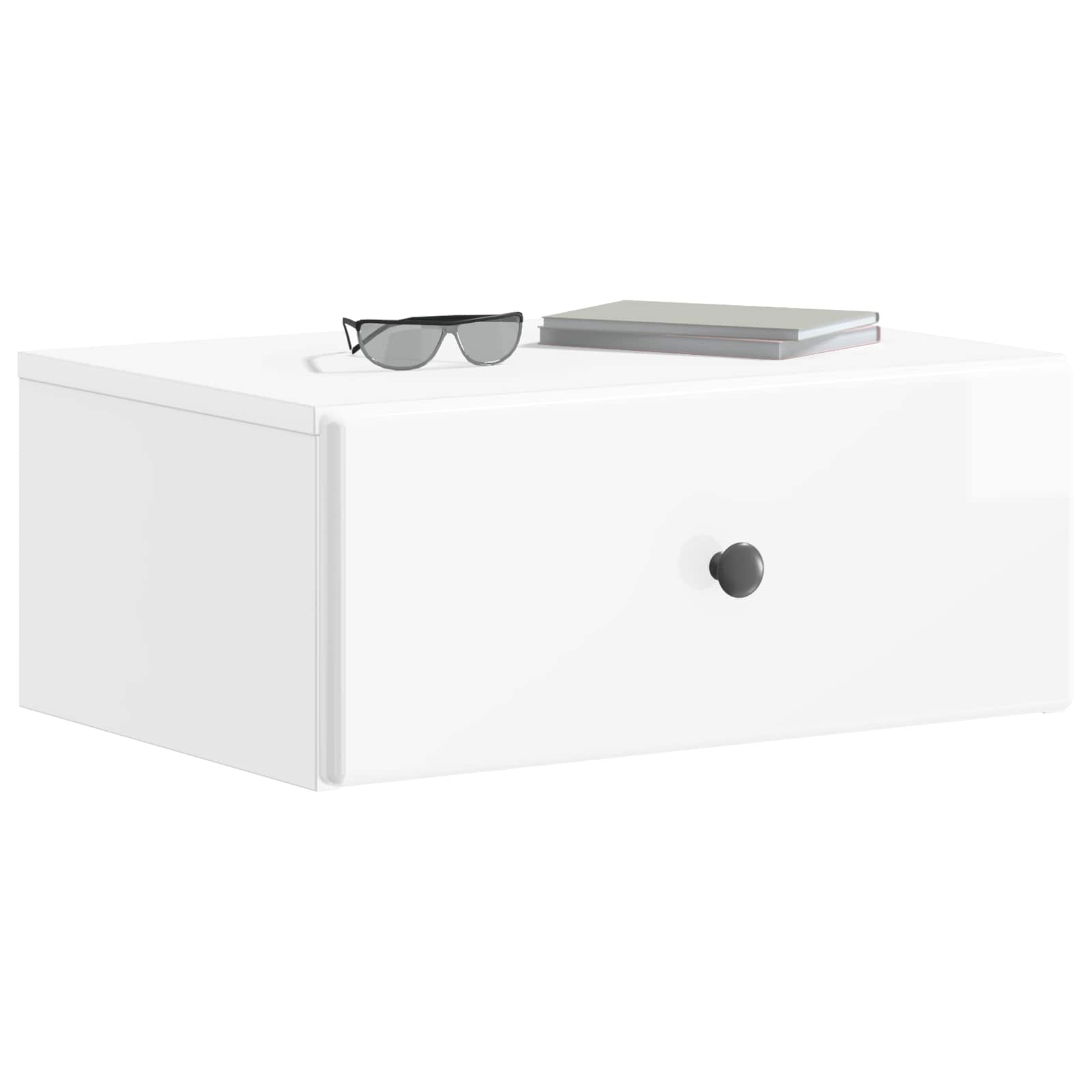 vidaXL Wall-Mounted Bedside Cabinet High Gloss White 49 x 34.5 x 20 cm 3
