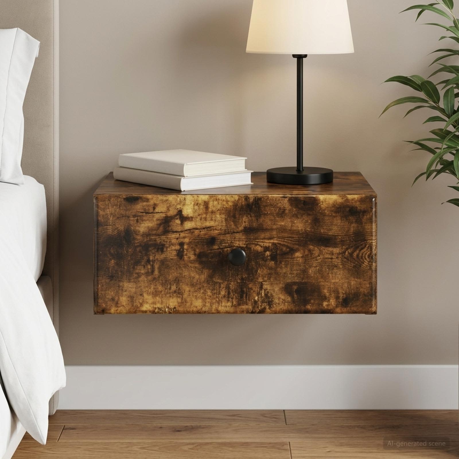 vidaXL Wall-Mounted Bedside Cabinet Smoked Oak 49 x 34.5 x 20 cm 1