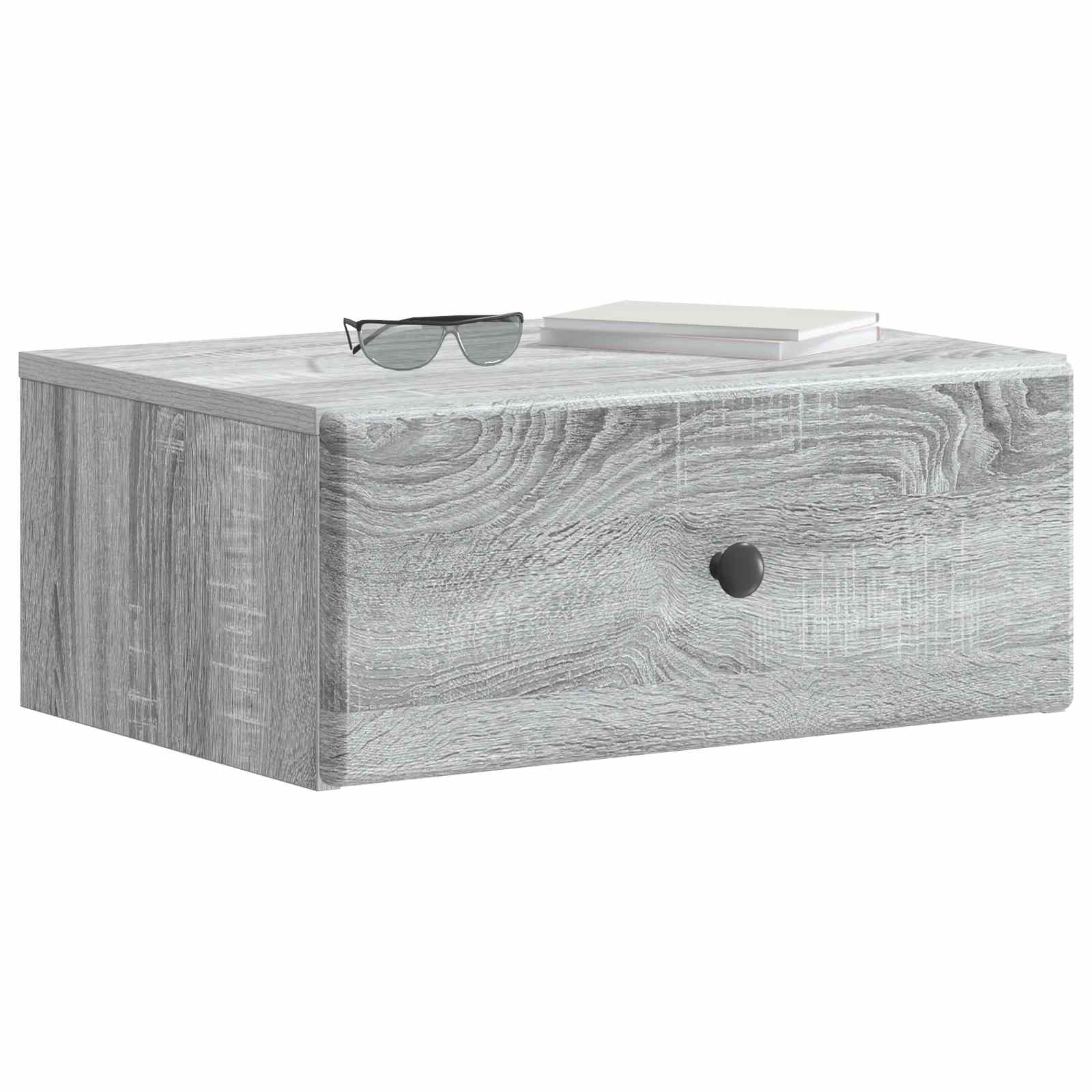 vidaXL Wall-Mounted Bedside Cabinet Grey Sonoma 49 x 34.5 x 20 cm 3