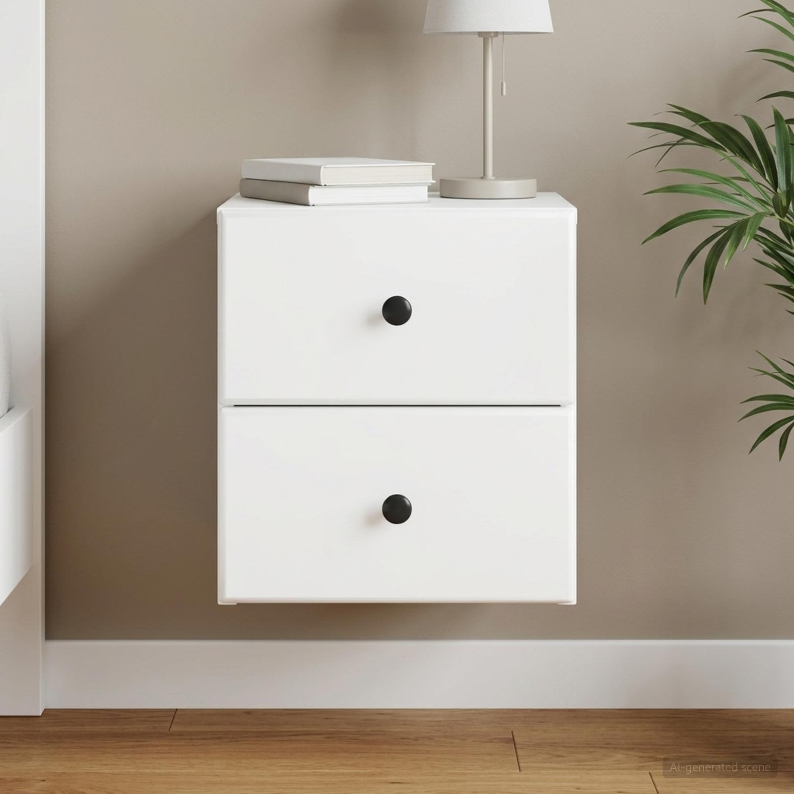 vidaXL Wall-Mounted Bedside Cabinet White 34.5 x 33 x 40 cm 1