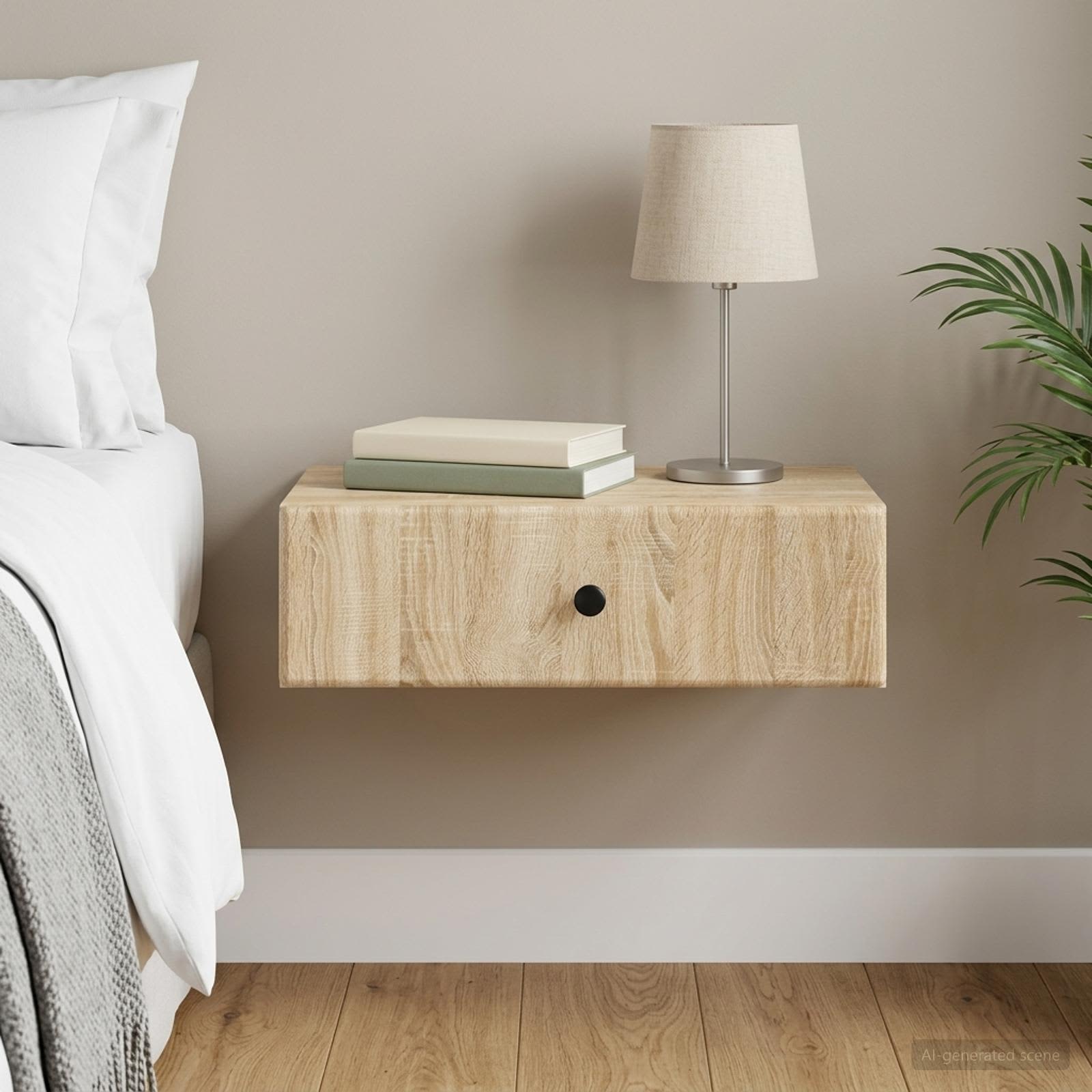 vidaXL Wall-Mounted Side Table Sonoma Oak 59 x 34.5 x 17 cm 1