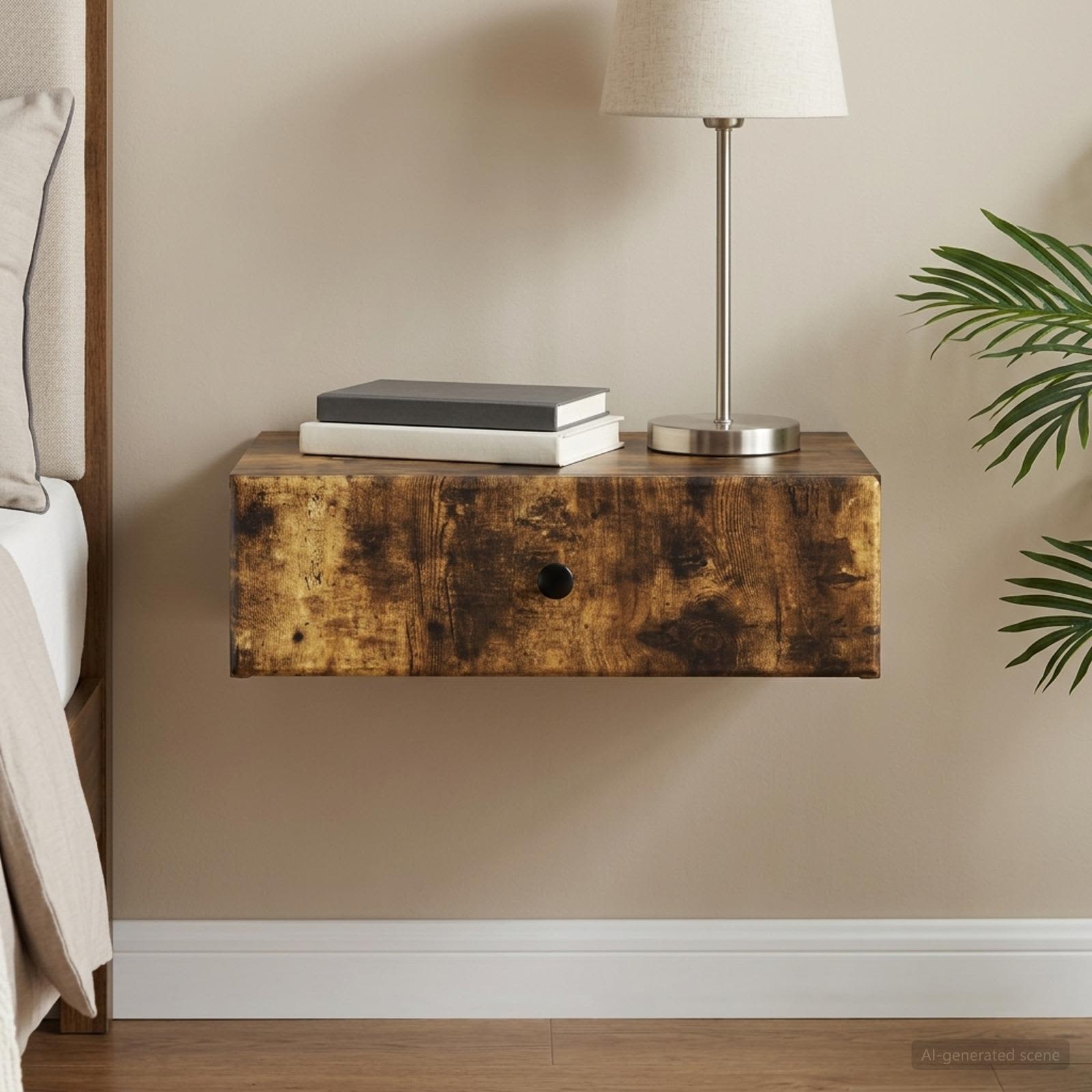 vidaXL Wall-Mounted Side Table Smoked Oak 59 x 34.5 x 17 cm 1