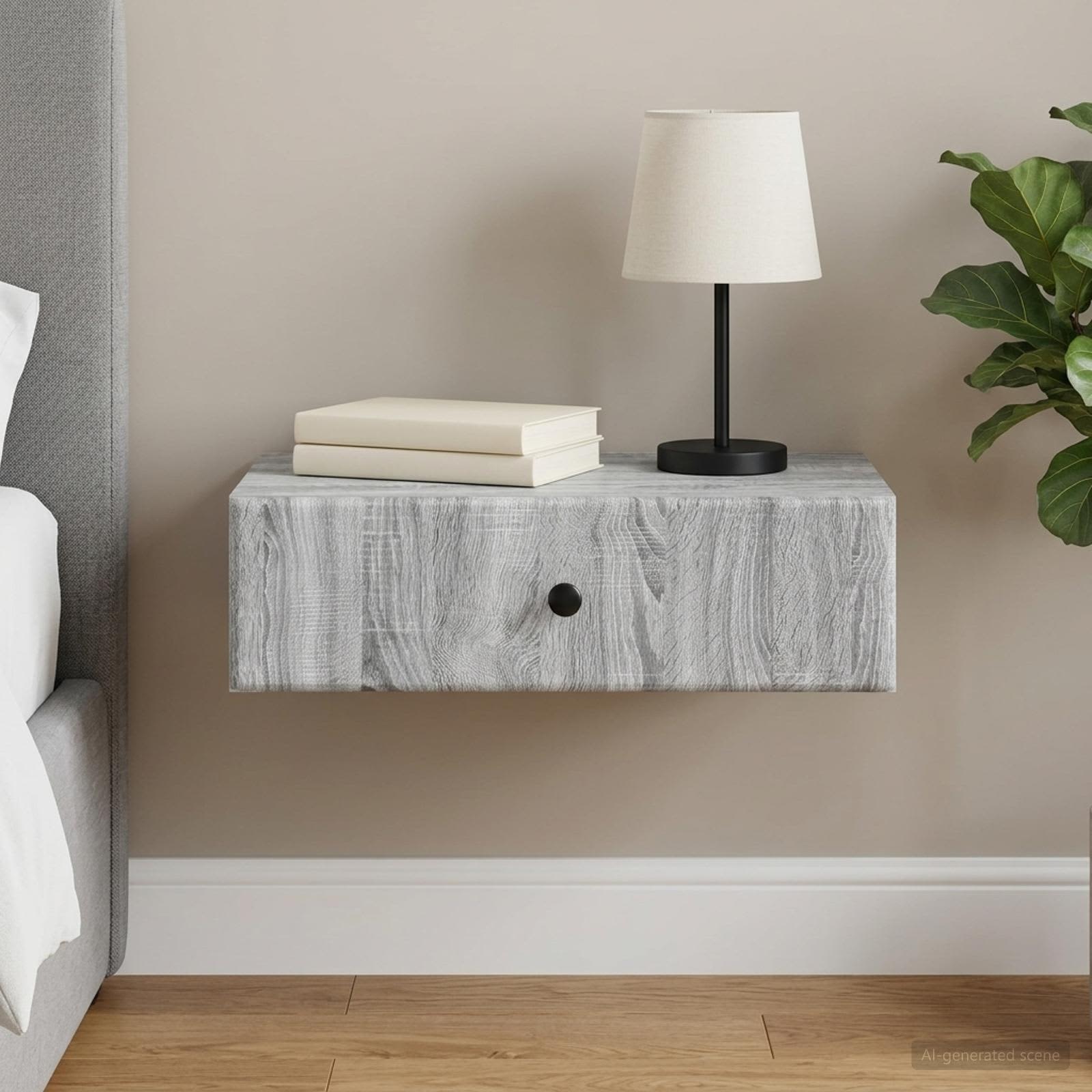vidaXL Wall-Mounted Side Table Grey Sonoma 59 x 34.5 x 17 cm 1