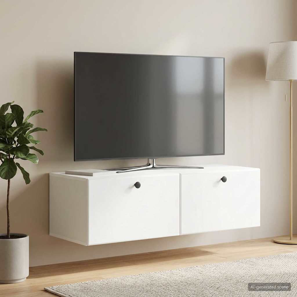 vidaXL Wall-Mounted TV Cabinet 98 x 41 x 30 cm White Engineered Wood 1