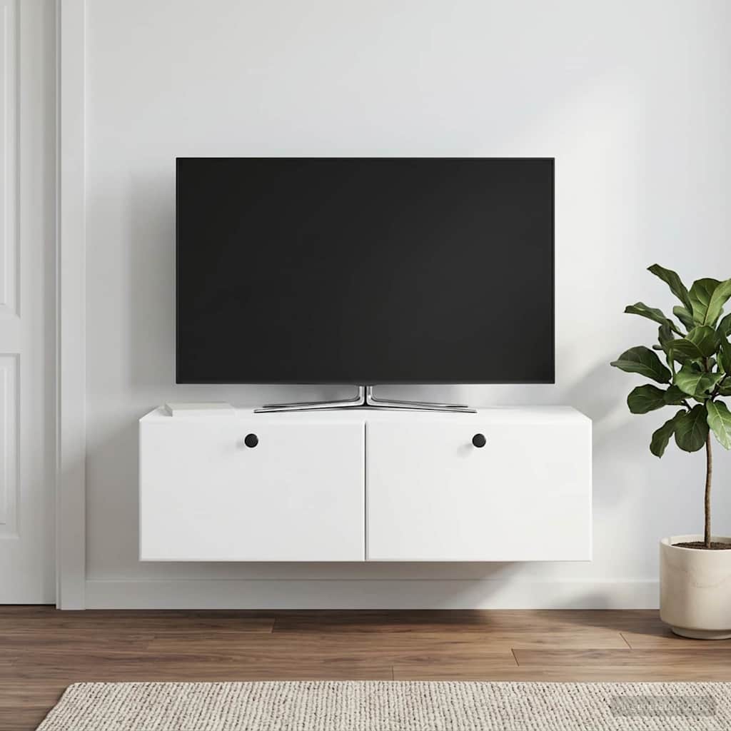 vidaXL Wall-Mounted TV Cabinet 98 x 41 x 30 cm White Engineered Wood 4