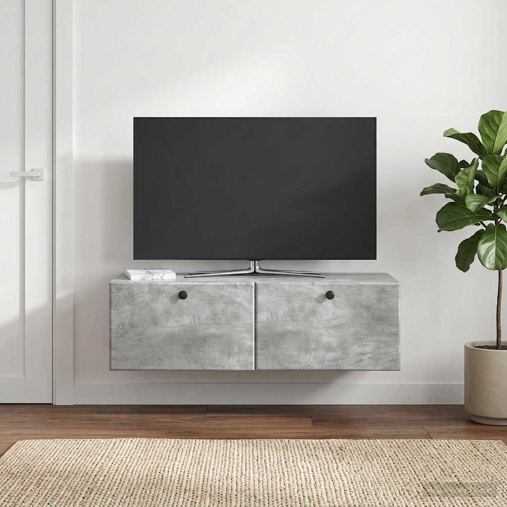 vidaXL Wall-Mounted TV Cabinet 98 x 41 x 30 cm Concrete Grey 4