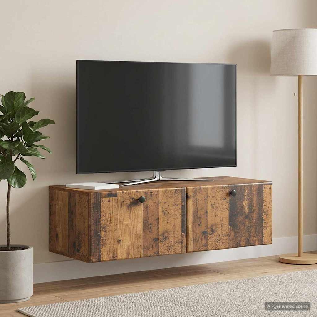 vidaXL Wall-Mounted TV Cabinet 98 x 41 x 30 cm Old Wood 1