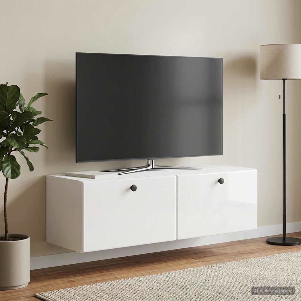 vidaXL Wall-Mounted TV Cabinet 98 x 31 x 30 cm High Gloss White 1