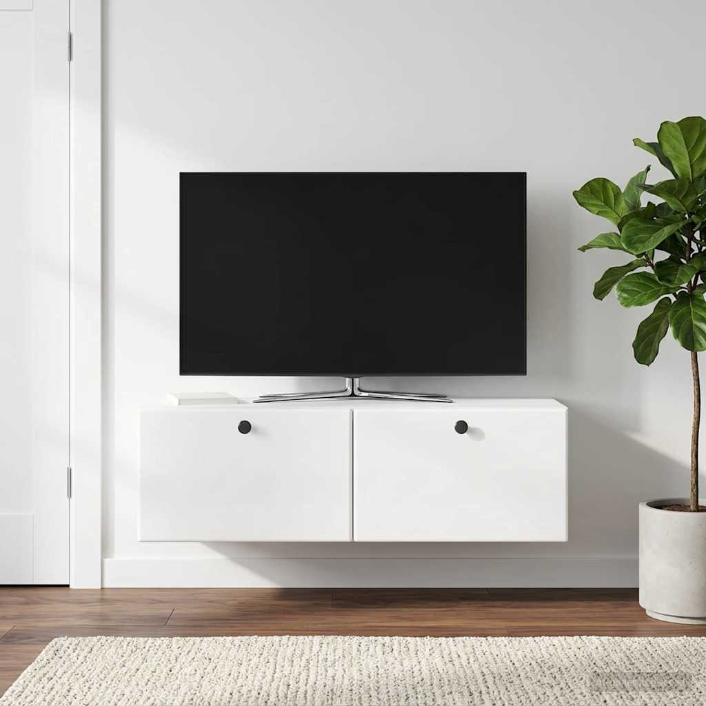 vidaXL Wall-Mounted TV Cabinet 98 x 31 x 30 cm High Gloss White 4