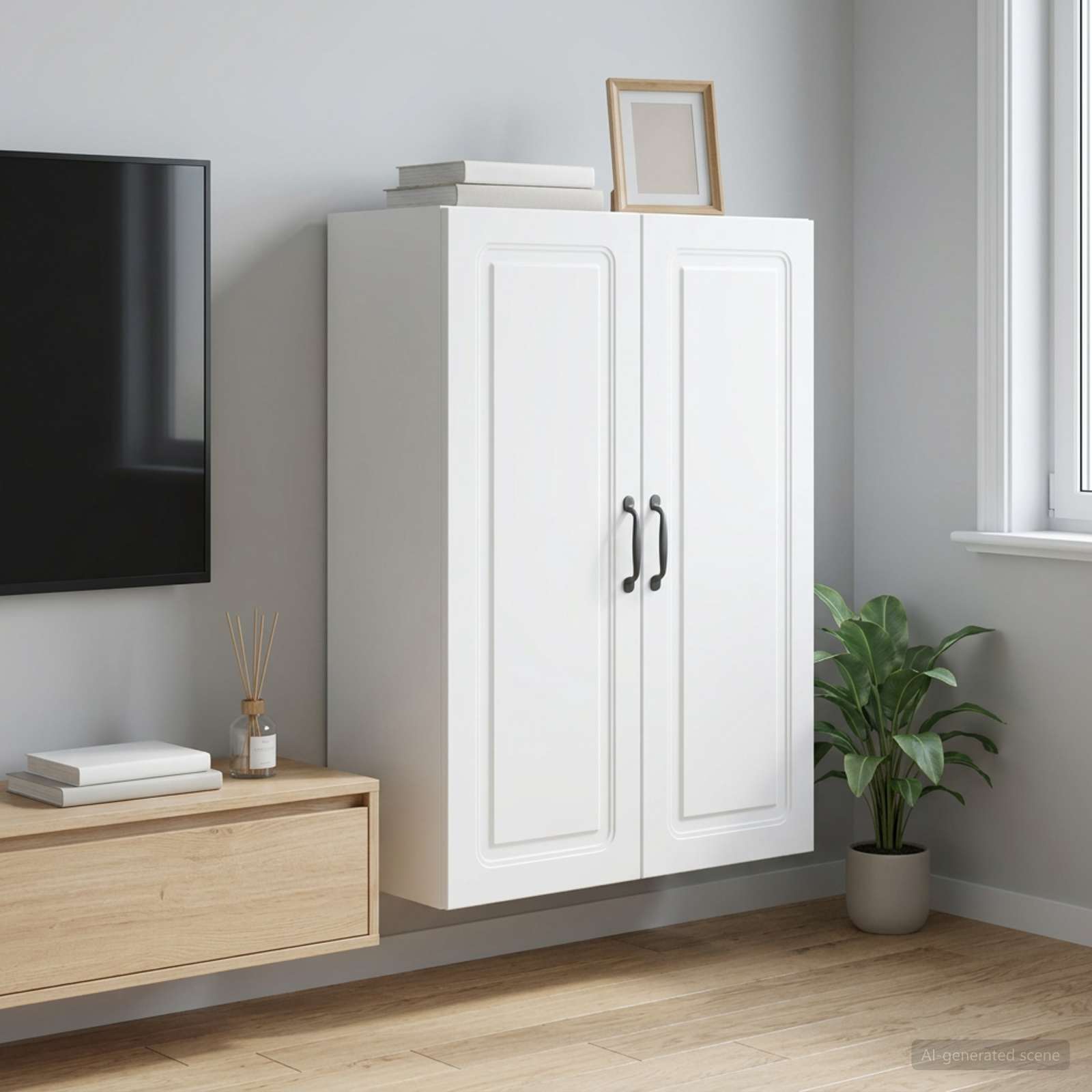 vidaXL Wall-Mounted Cabinet 66 x 34.5 x 90 cm Engineered Wood White 1