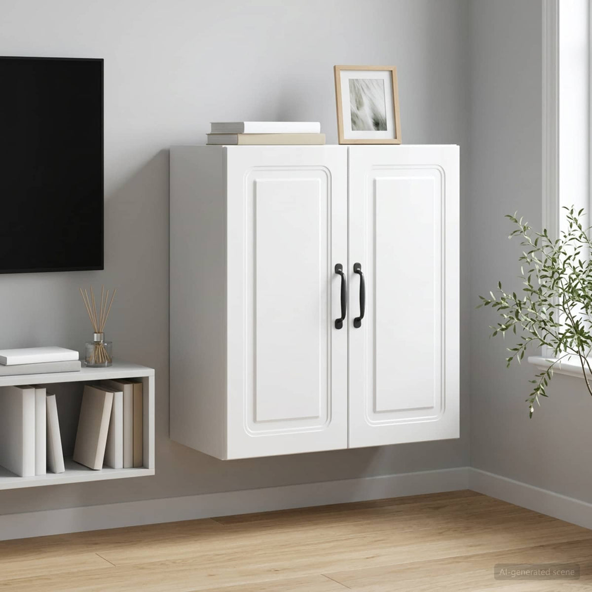 Wall-Mounted Cabinet 59 x 31 x 60 cm Engineered Wood High gloss white