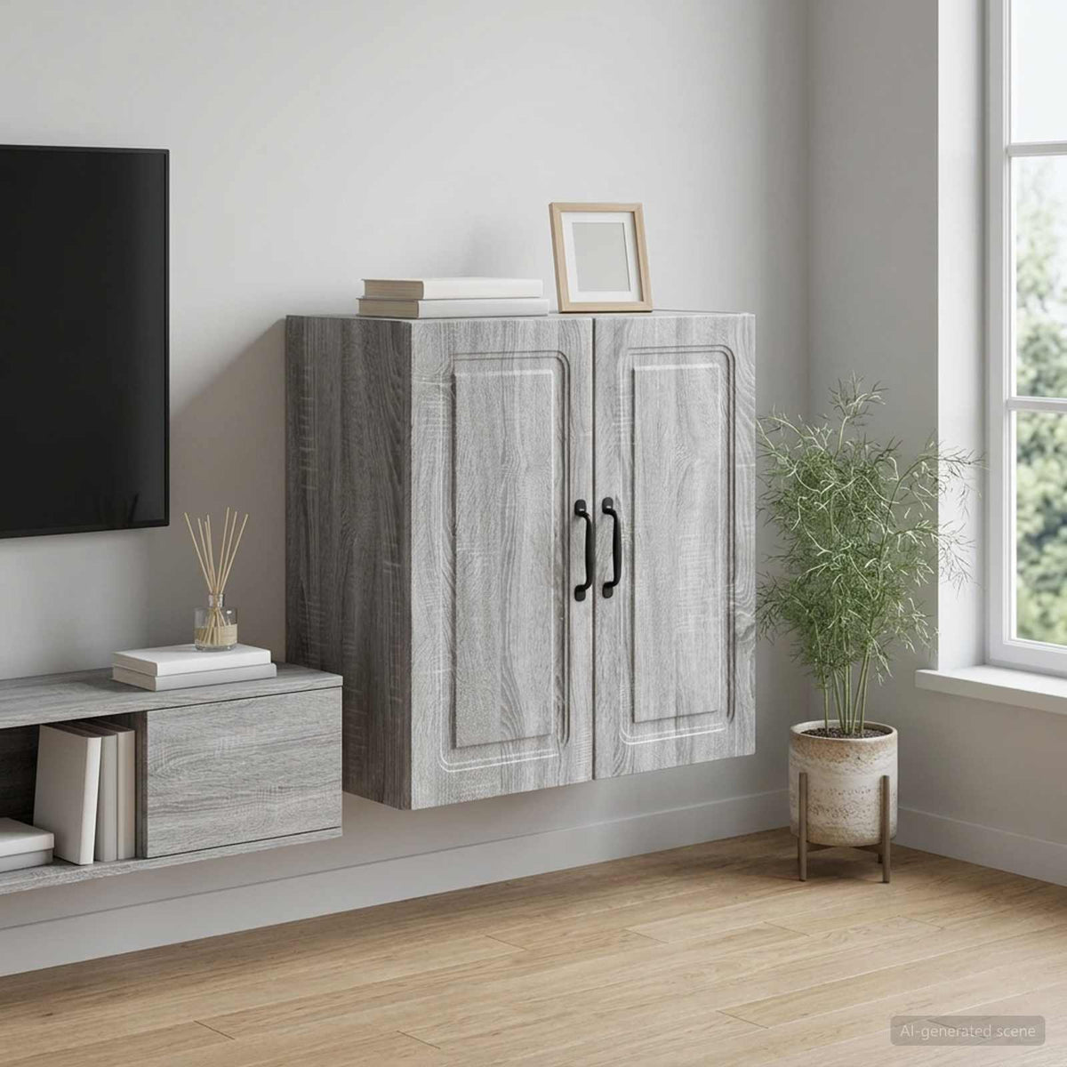 Wall-Mounted Cabinet 59 x 31 x 60 cm Engineered Wood Grey sonoma