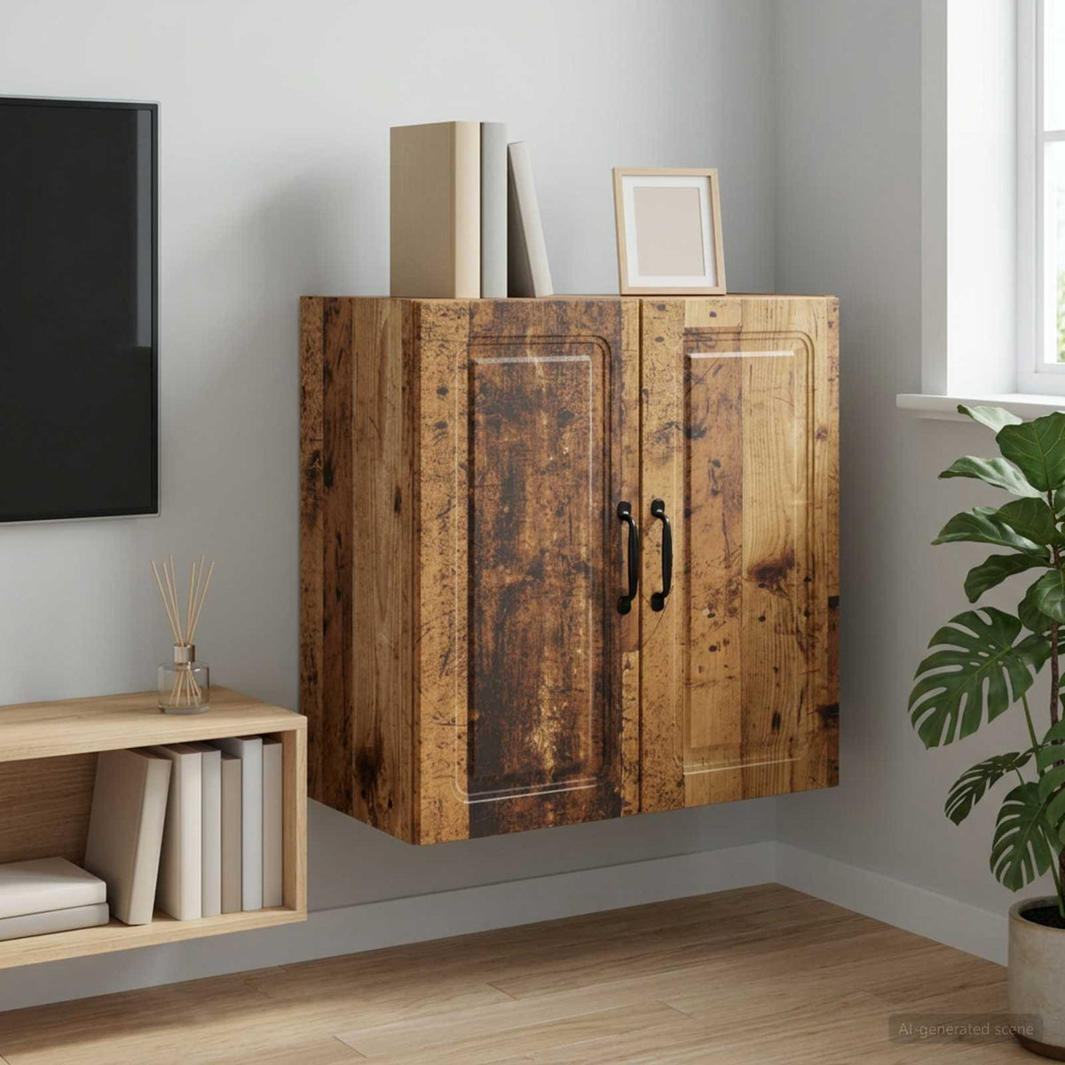 Wall-Mounted Cabinet 59 x 31 x 60 cm Engineered Wood Old wood