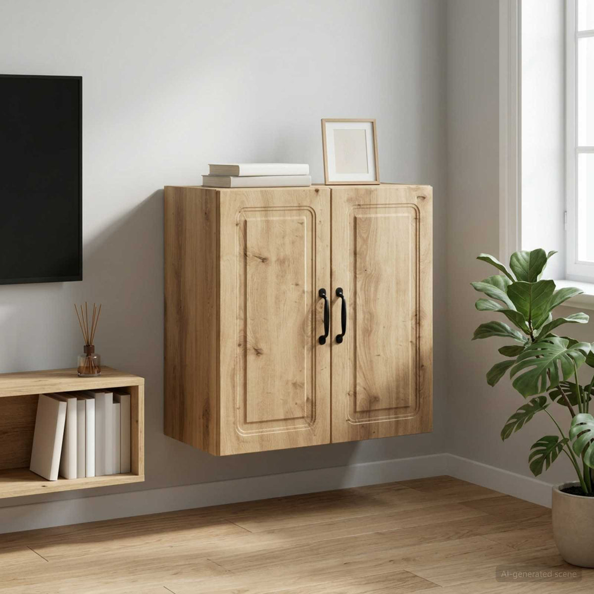 Wall-Mounted Cabinet 59 x 31 x 60 cm Engineered Wood Artisan oak