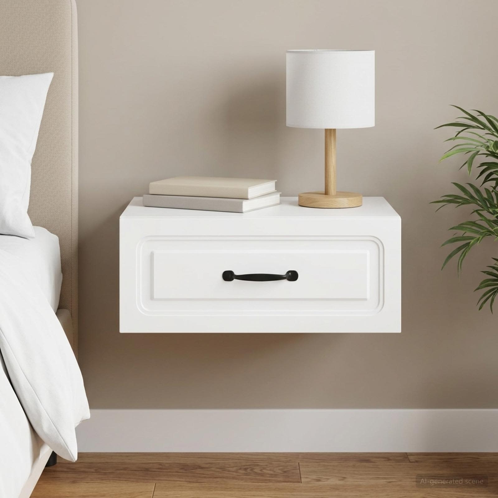 vidaXL Wall-Mounted Bedside Cabinet White 49 x 34.5 x 20 cm 1