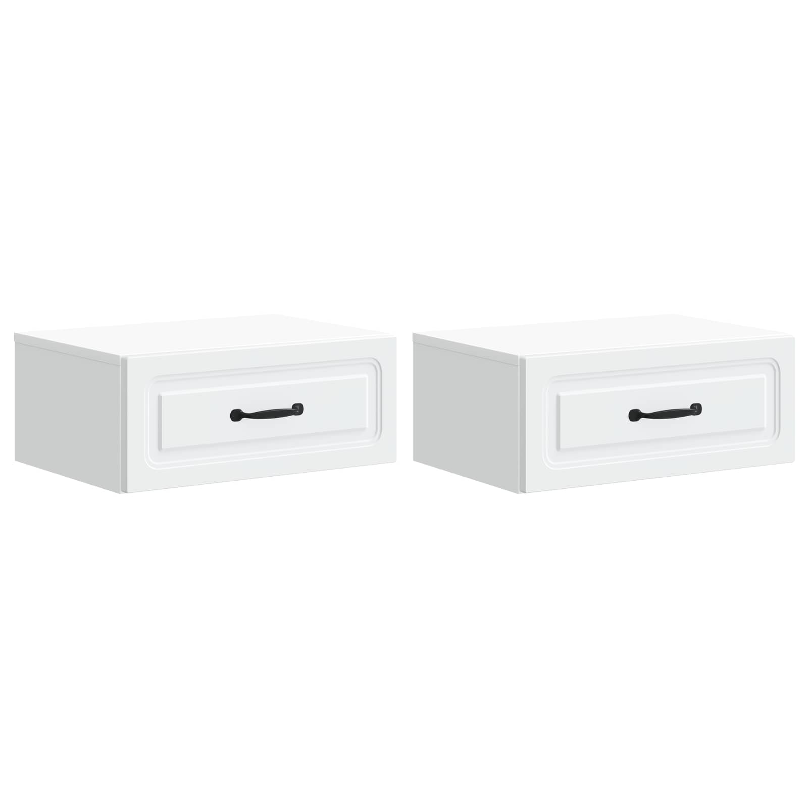 vidaXL Wall-Mounted Bedside Cabinet 2 pcs White 49 x 34.5 x 20 cm 2