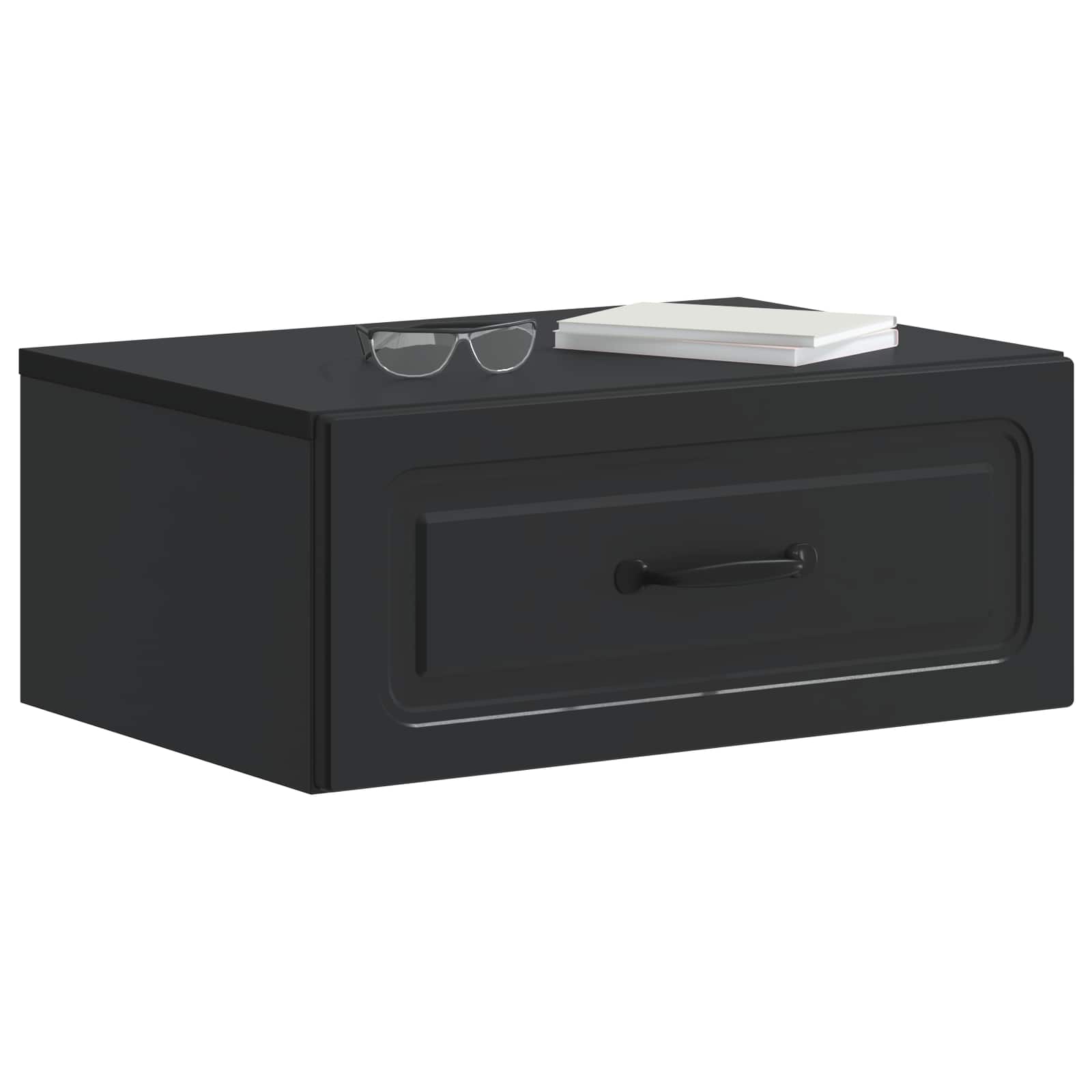 vidaXL Wall-Mounted Bedside Cabinet Black 49 x 34.5 x 20 cm 3