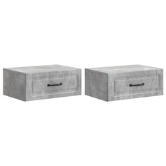 vidaXL Wall-Mounted Bedside Cabinet 2 pcs Concrete Grey 2