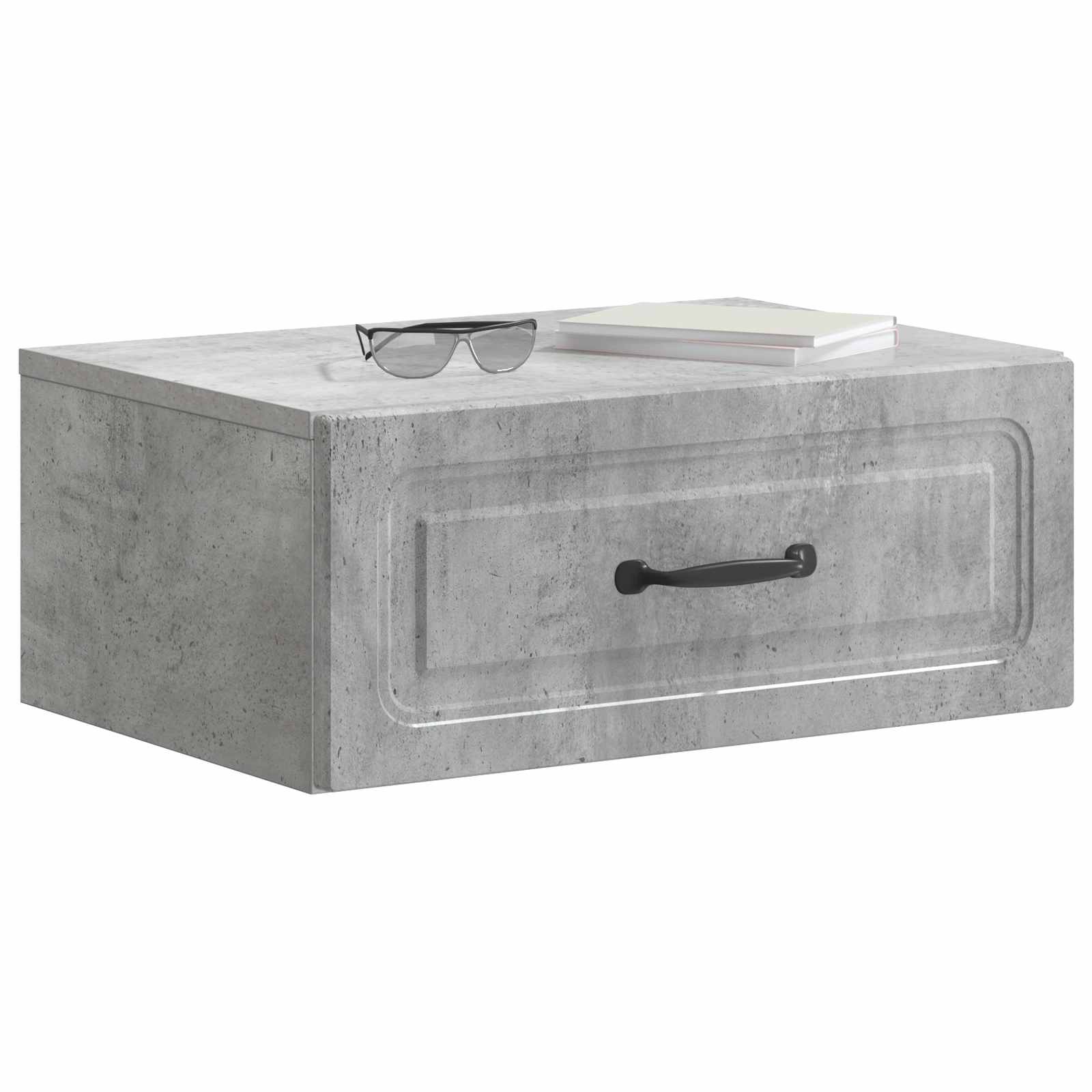 vidaXL Wall-Mounted Bedside Cabinet 2 pcs Concrete Grey 3