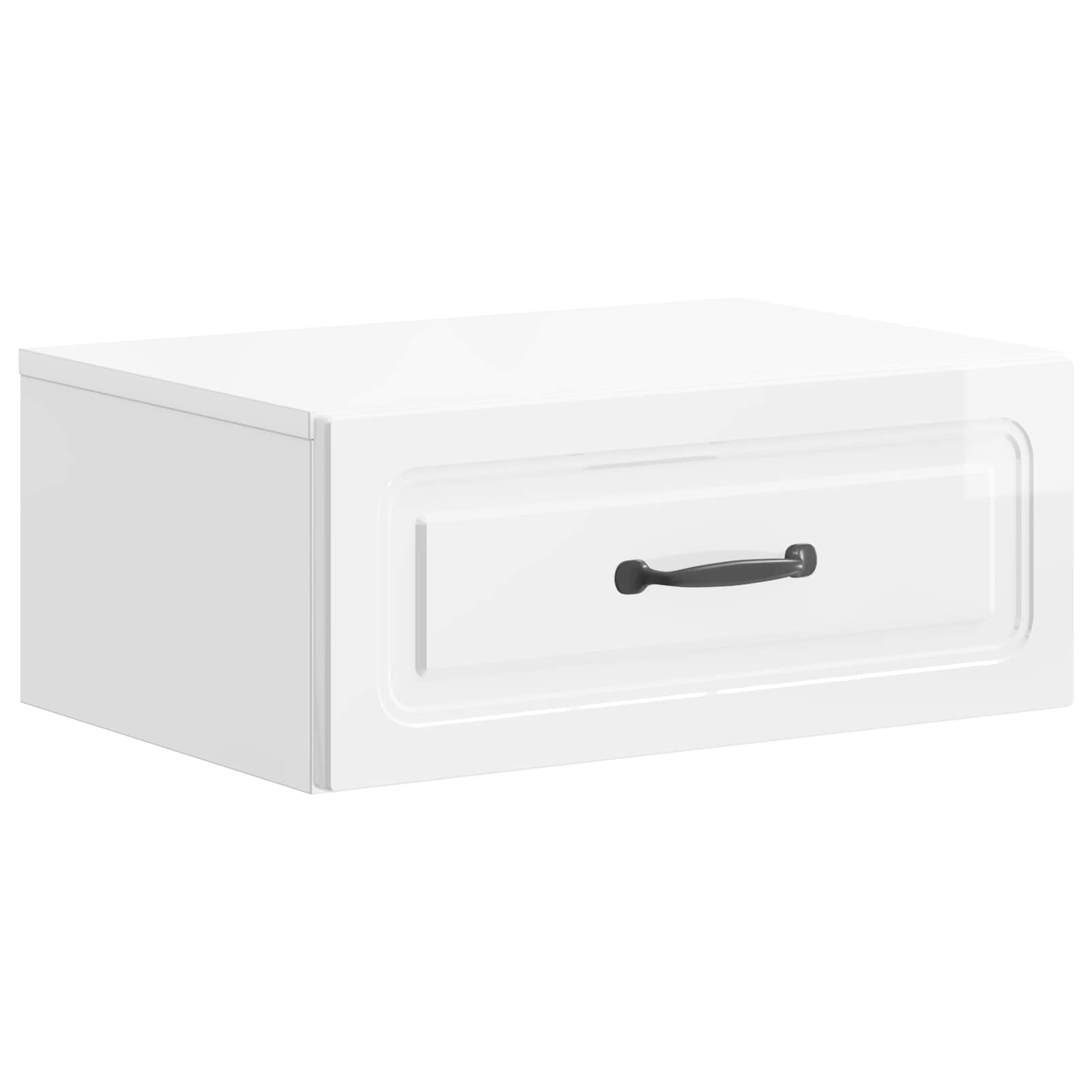 vidaXL Wall-Mounted Bedside Cabinet High Gloss White 49 x 34.5 x 20 cm 2