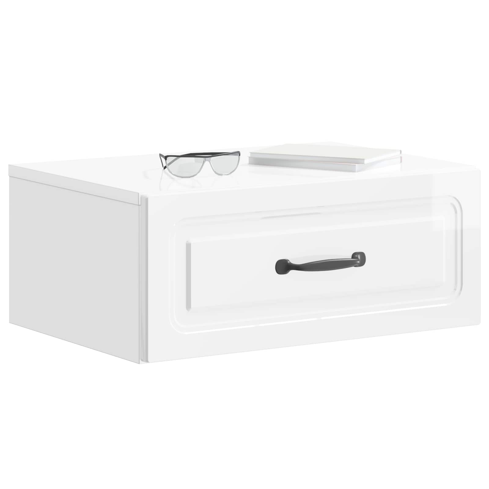 vidaXL Wall-Mounted Bedside Cabinet High Gloss White 49 x 34.5 x 20 cm 3