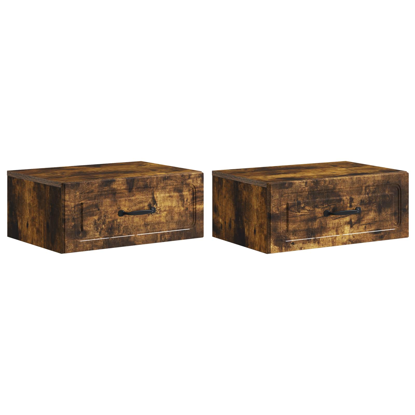 vidaXL Wall-Mounted Bedside Cabinet 2 pcs Smoked Oak 49 x 34.5 x 20 cm 2