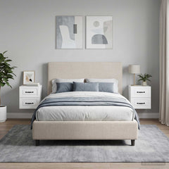 vidaXL Wall-Mounted Bedside Cabinet 2 pcs High Gloss White 4
