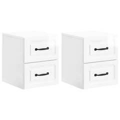 vidaXL Wall-Mounted Bedside Cabinet 2 pcs High Gloss White 2