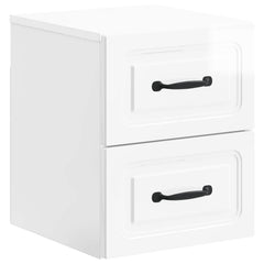 vidaXL Wall-Mounted Bedside Cabinet 2 pcs High Gloss White 5