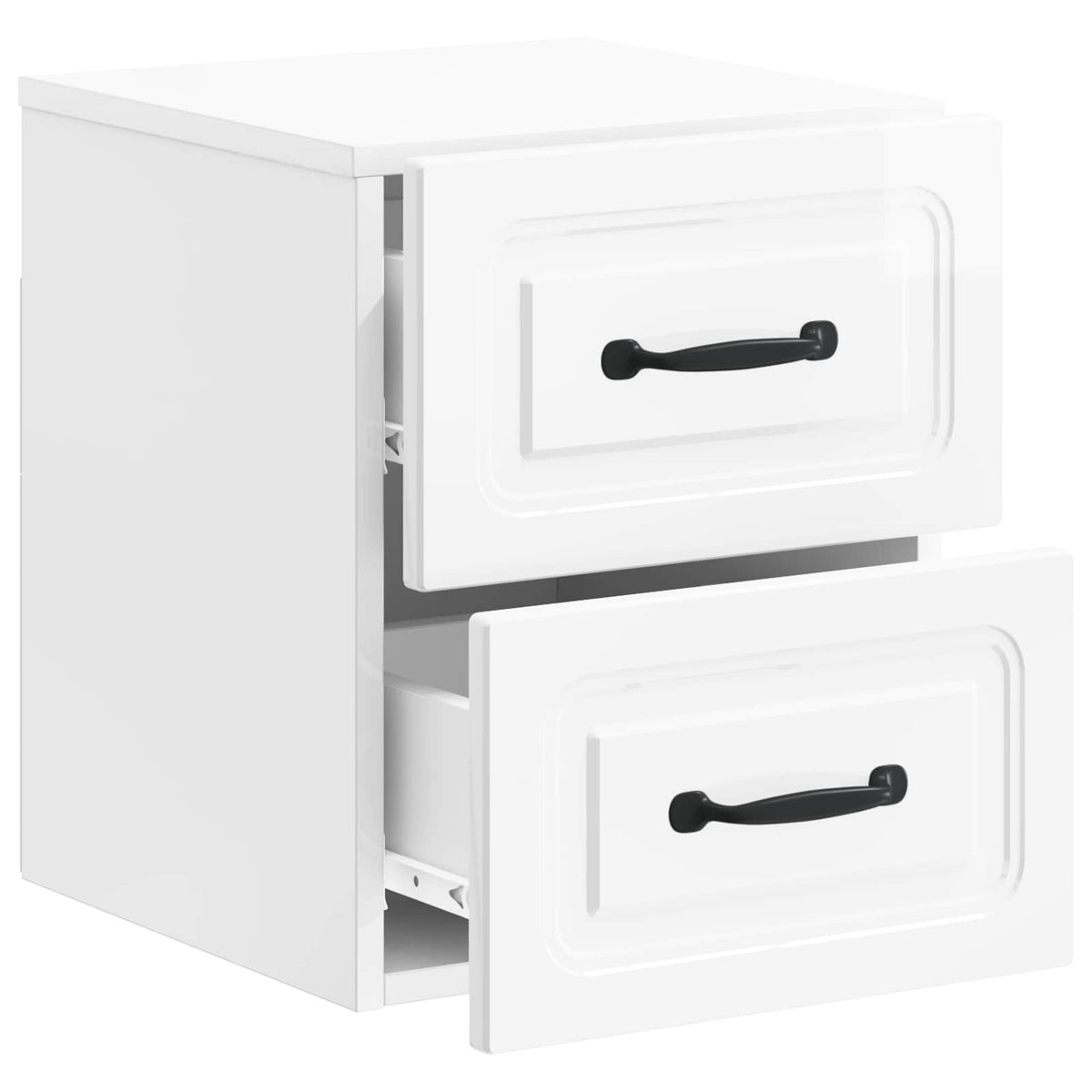 vidaXL Wall-Mounted Bedside Cabinet 2 pcs High Gloss White 6