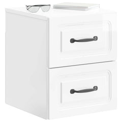 vidaXL Wall-Mounted Bedside Cabinet 2 pcs High Gloss White 3