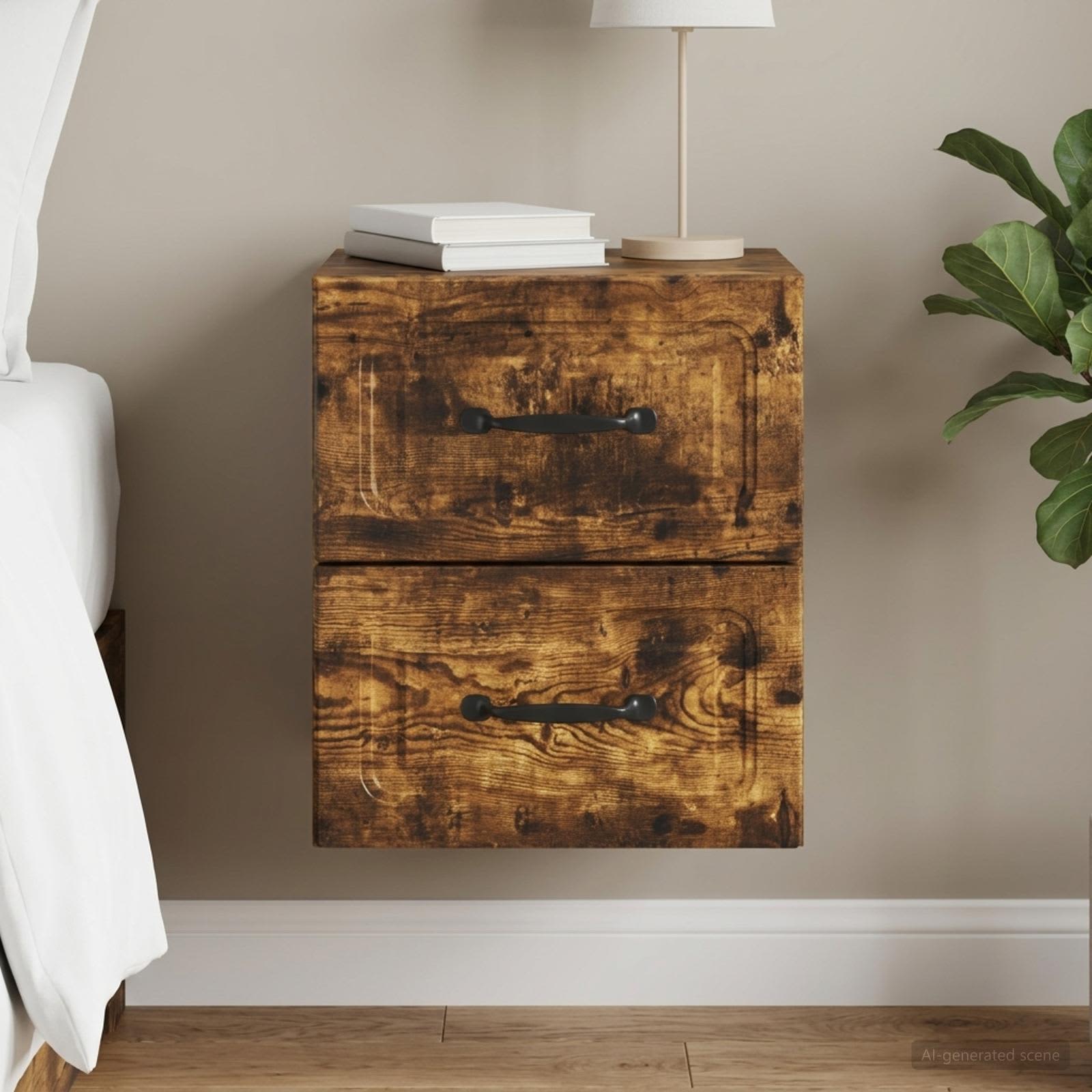 vidaXL Wall-Mounted Bedside Cabinet Smoked Oak 34.5 x 33 x 40 cm 1