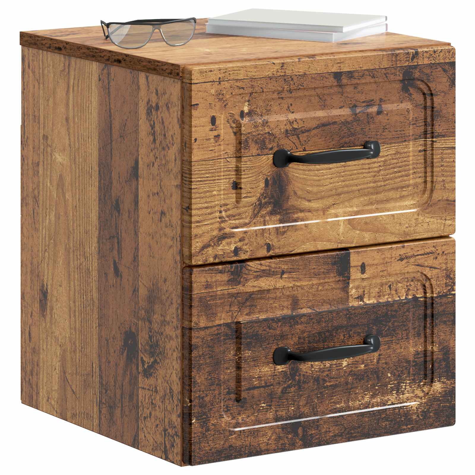 vidaXL Wall-Mounted Bedside Cabinet Old Wood 34.5 x 33 x 40 cm 3