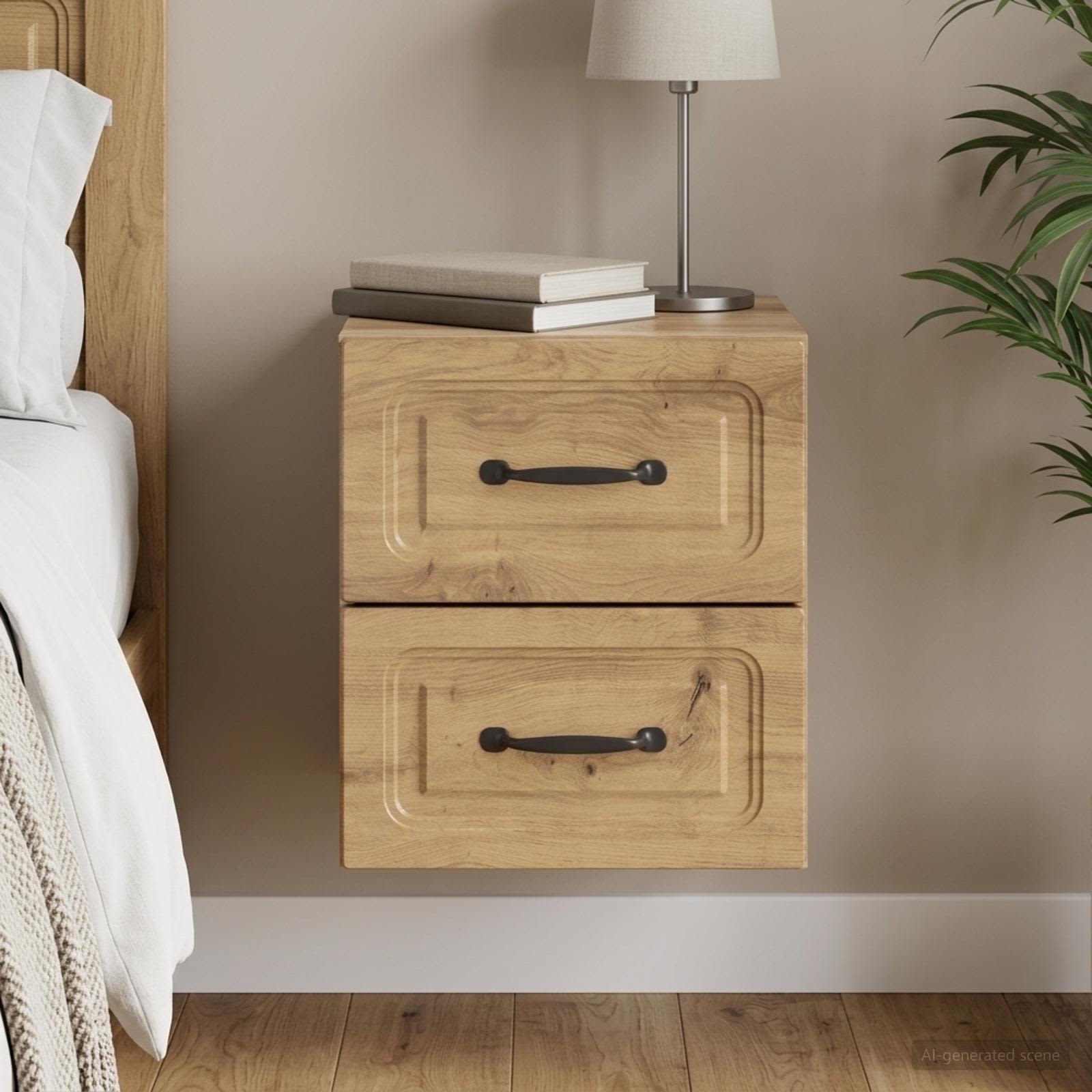 vidaXL Wall-Mounted Bedside Cabinet Artisan Oak 34.5 x 33 x 40 cm 1