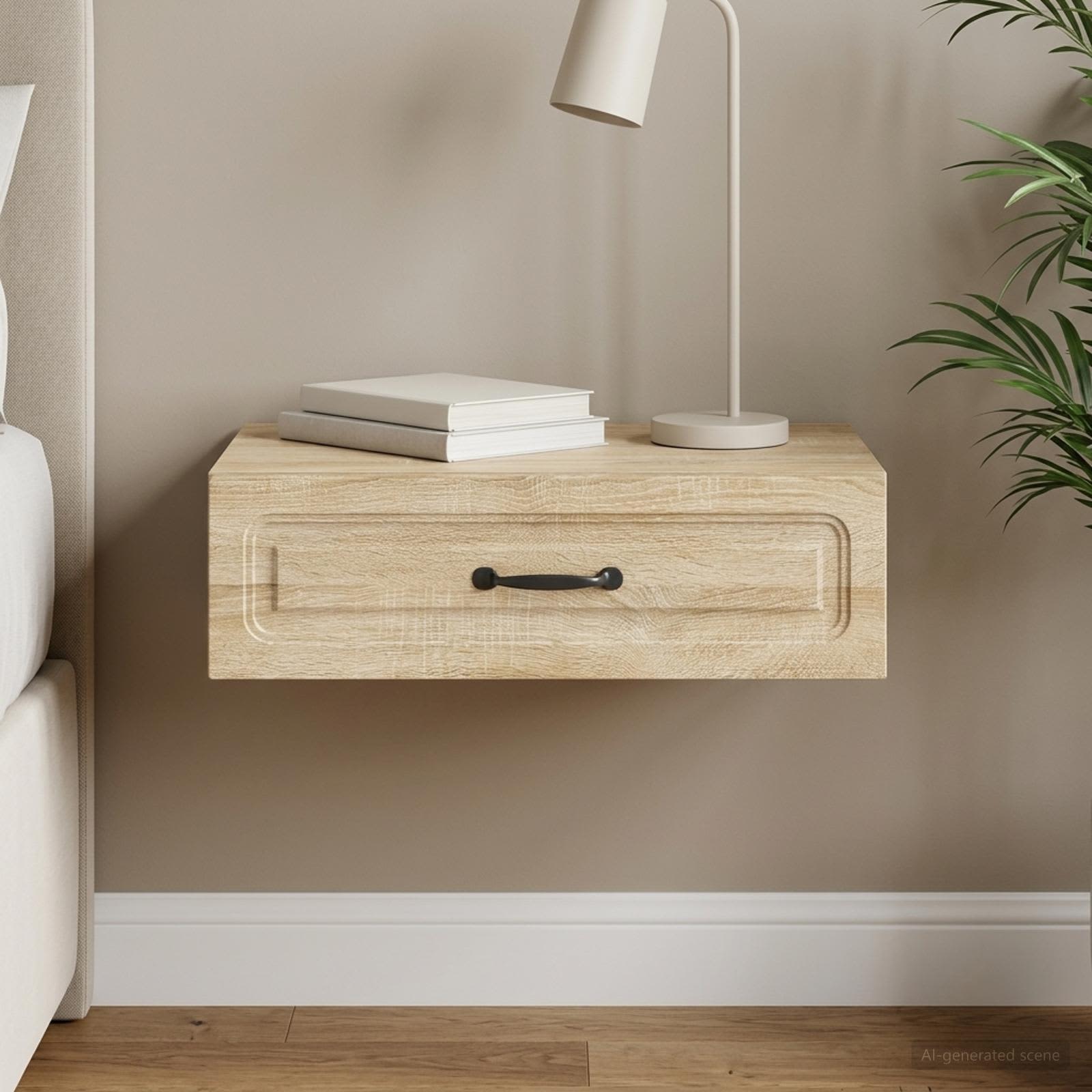 vidaXL Wall-Mounted Side Table Sonoma Oak 59 x 34.5 x 17 cm 1