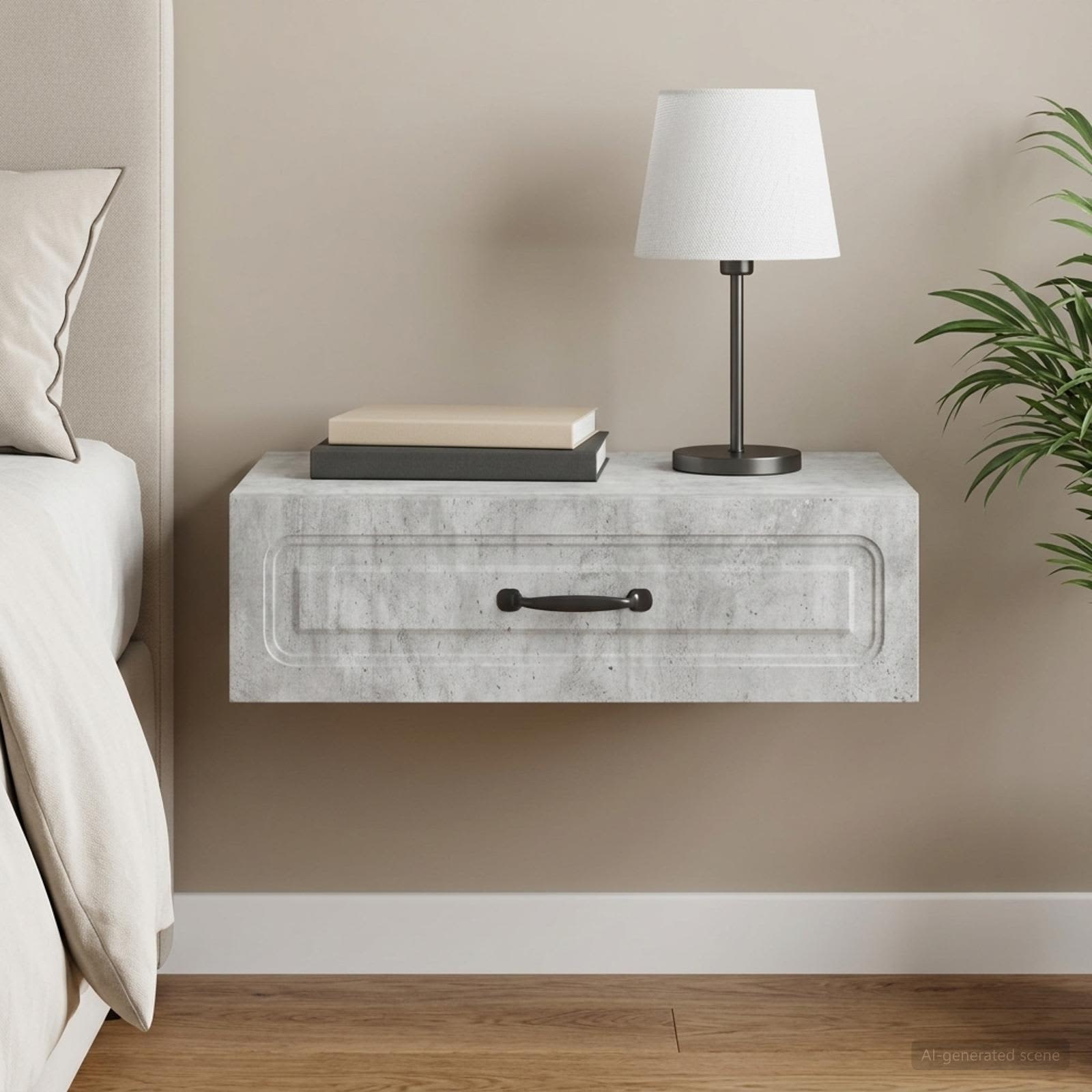 vidaXL Wall-Mounted Side Table Concrete Grey 59 x 34.5 x 17 cm 1