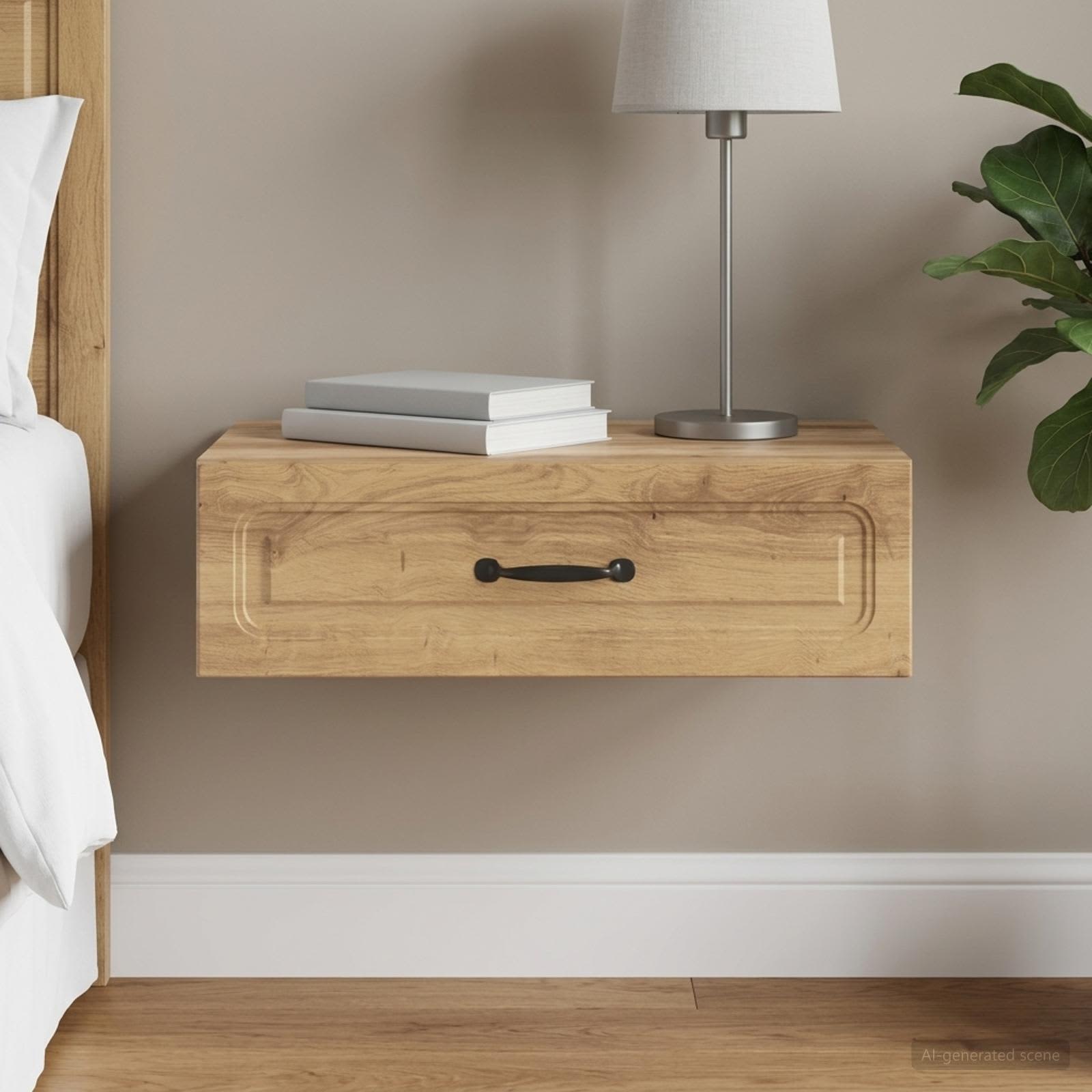 vidaXL Wall-Mounted Side Table 59 x 34.5 x 17 cm Engineered Wood 1