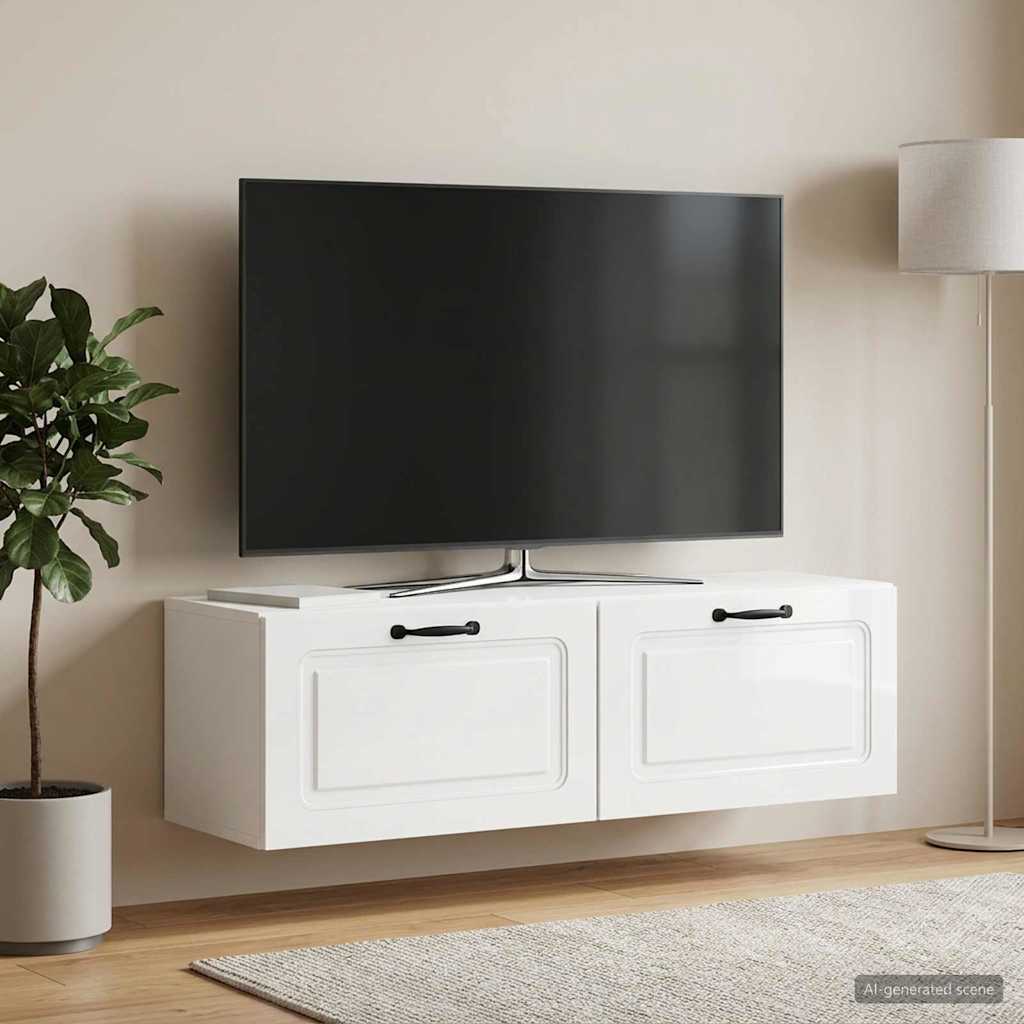 Wall-Mounted TV Cabinet 98 x 31 x 30 cm Drop 31 cm Width 98 cm High gloss white