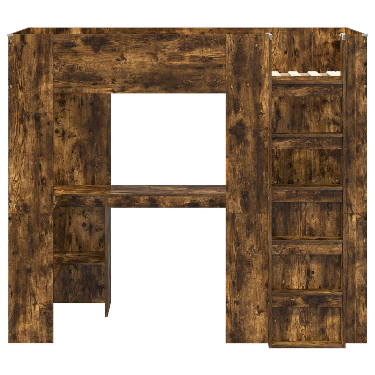 Loft Bed Frame Desk Engineered Wood Smoked oak