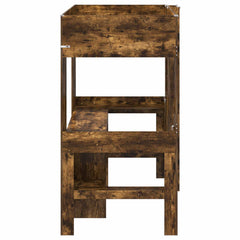 Loft Bed Frame Desk Engineered Wood Smoked oak