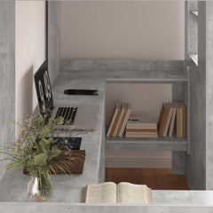 Loft Bed Frame with Desk with Shelf 100 x 200 cm Concrete grey