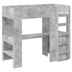 Loft Bed Frame with Desk with Shelf 100 x 200 cm Concrete grey