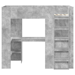 Loft Bed Frame with Desk with Shelf 100 x 200 cm Concrete grey