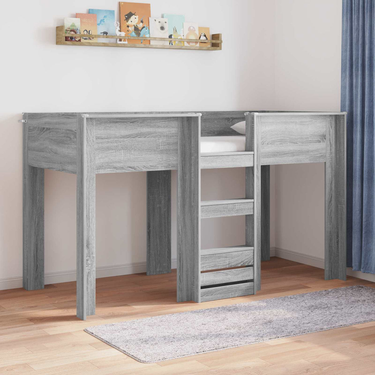 Bunk Bed for Kids Engineered wood Length 190 cm Grey sonoma 75 cm