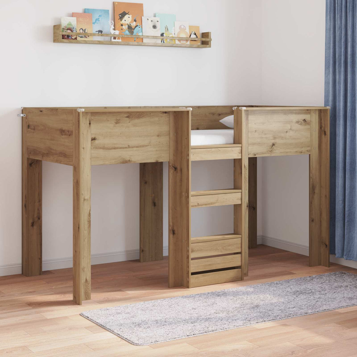 Bunk Bed for Kids Engineered wood Length 190 cm Artisan oak 75 cm