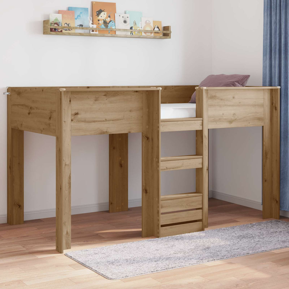 Bunk Bed for Kids Engineered wood Length 190 cm Artisan oak 90 cm