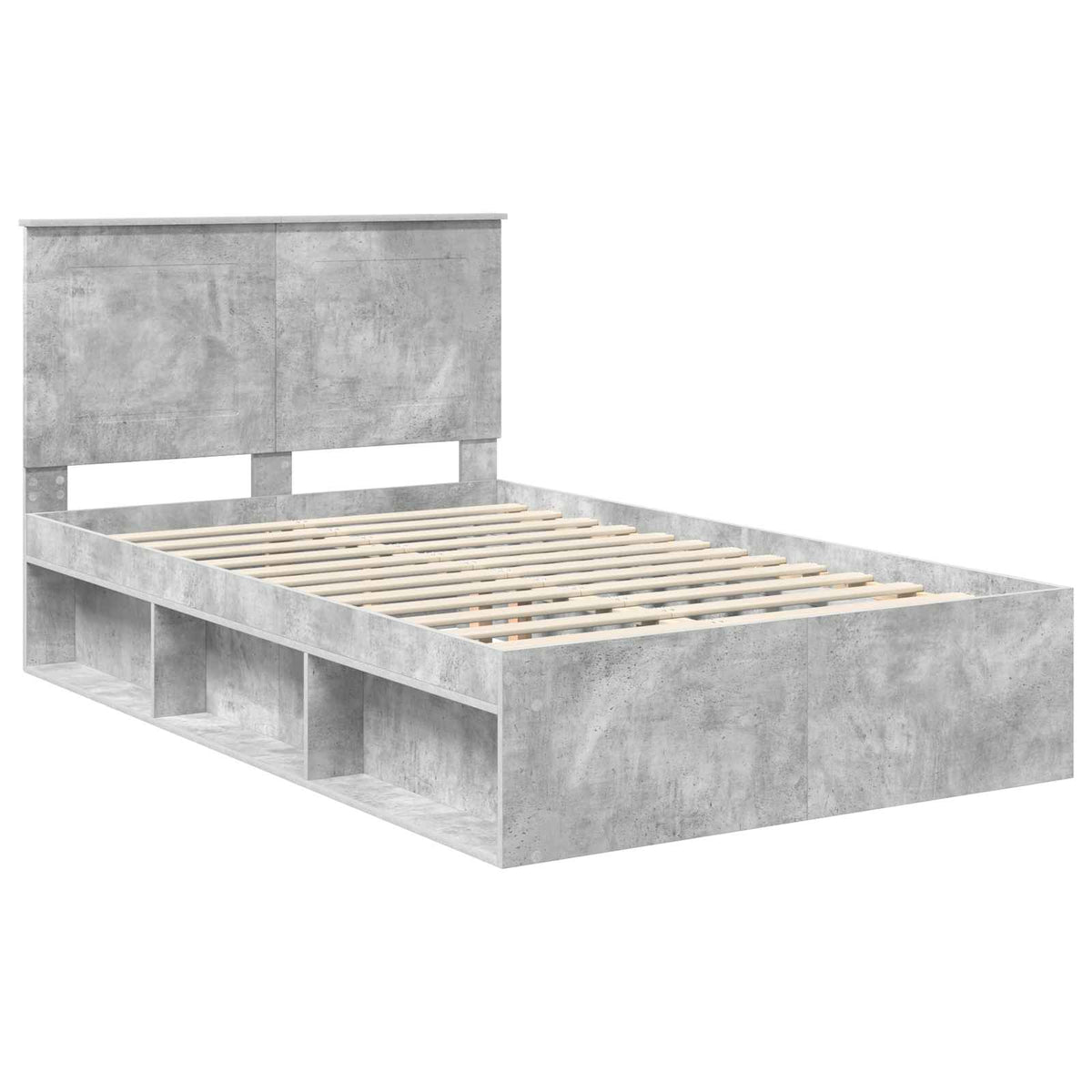 Bed Frame 135 x 190 cm Engineered Wood Concrete grey